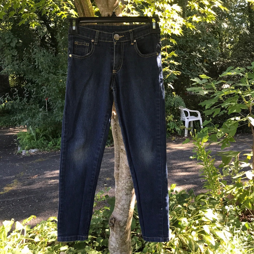 Aviva Girls Skinny Straight Leg Denim Blue Jeans 8